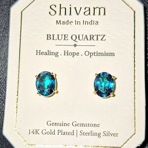 Blue Quartz Gold Plated Earrings